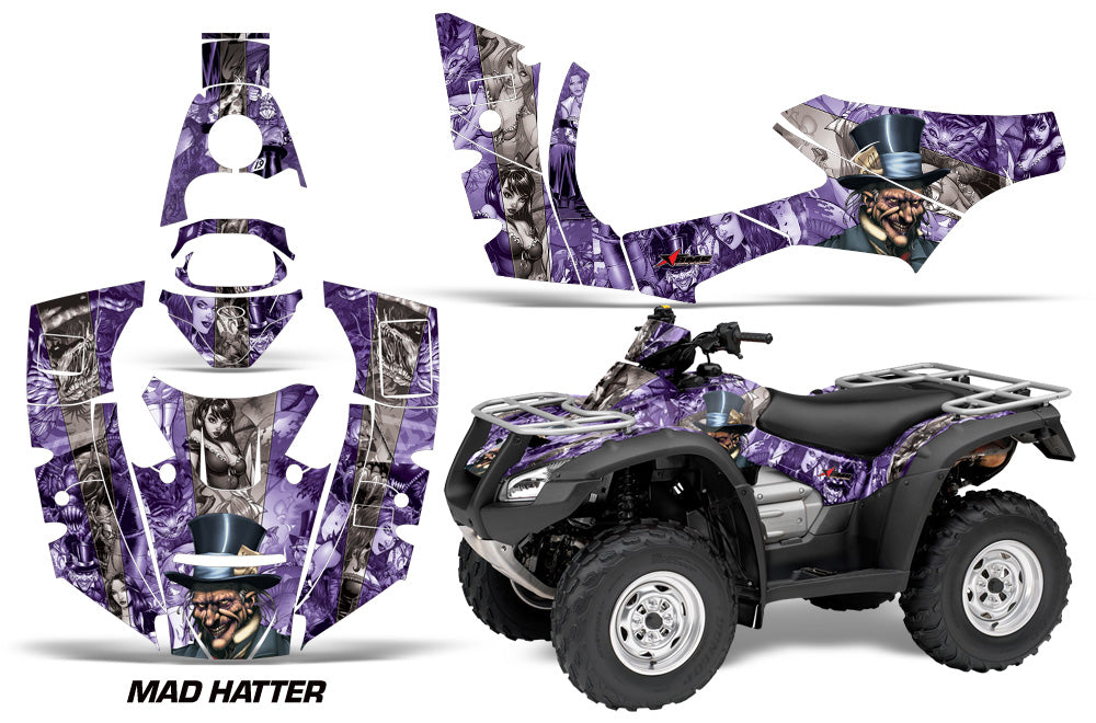 ATV Decal Graphics Kit Quad Wrap For Honda FourTrax Rincon 2006-2018 HATTER SILVER PINK-atv motorcycle utv parts accessories gear helmets jackets gloves pantsAll Terrain Depot
