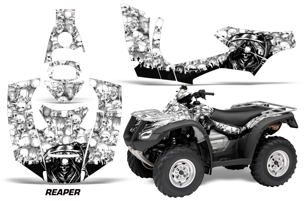 ATV Decal Graphics Kit Quad Wrap For Honda FourTrax Rincon 2006-2018 REAPER WHITE-atv motorcycle utv parts accessories gear helmets jackets gloves pantsAll Terrain Depot