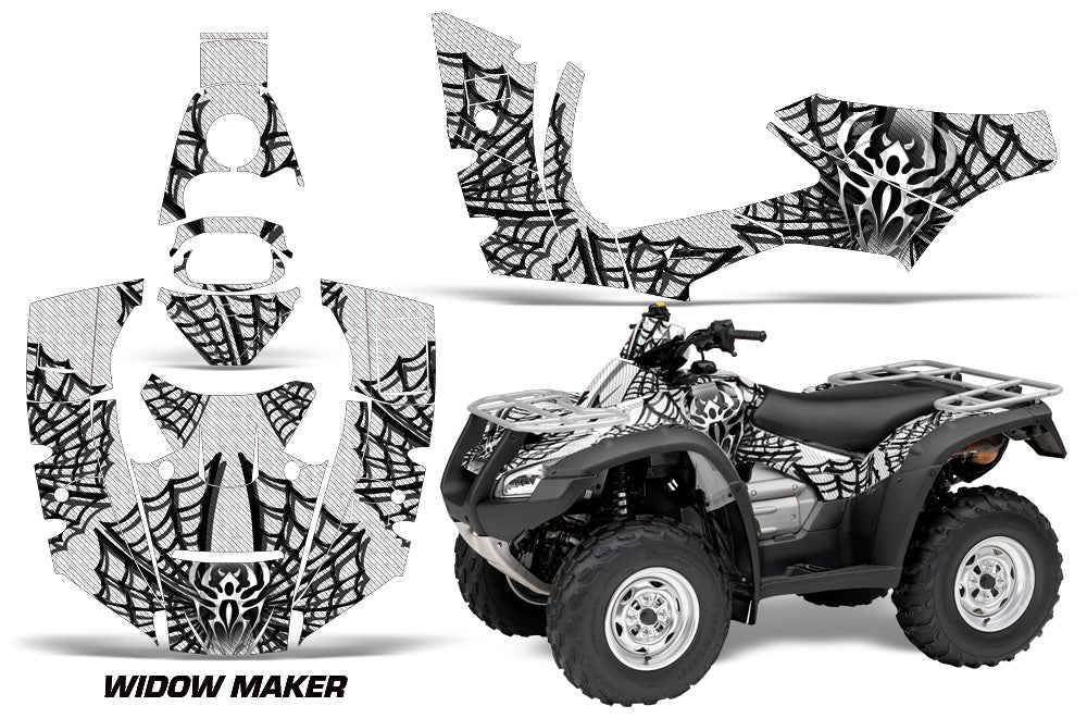 ATV Decal Graphics Kit Quad Wrap For Honda FourTrax Rincon 2006-2018 WIDOW WHITE BLACK-atv motorcycle utv parts accessories gear helmets jackets gloves pantsAll Terrain Depot