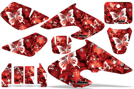 Dirt Bike Graphics Kit Decal Sticker Wrap For Honda XR50R 2000-2003 BUTTERFLIES WHITE RED-atv motorcycle utv parts accessories gear helmets jackets gloves pantsAll Terrain Depot