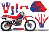 Dirt Bike Graphics Kit Decal Sticker Wrap For Honda XR 600R 1991-2000 DIAMOND FLAMES BLUE RED