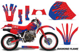 Graphics Kit Decal Sticker Wrap + # Plates For Honda XR 600R 1991-2000 DIAMOND FLAMES BLUE RED