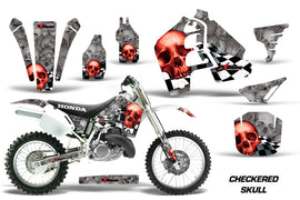 Dirt Bike Graphics Kit MX Decal Wrap For Honda CR500 CR 500 1989-2001 CHECKERED RED SILVER-atv motorcycle utv parts accessories gear helmets jackets gloves pantsAll Terrain Depot