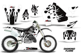 Dirt Bike Graphics Kit MX Decal Wrap For Honda CR500 CR 500 1989-2001 DIAMOND FLAMES WHITE BLACK