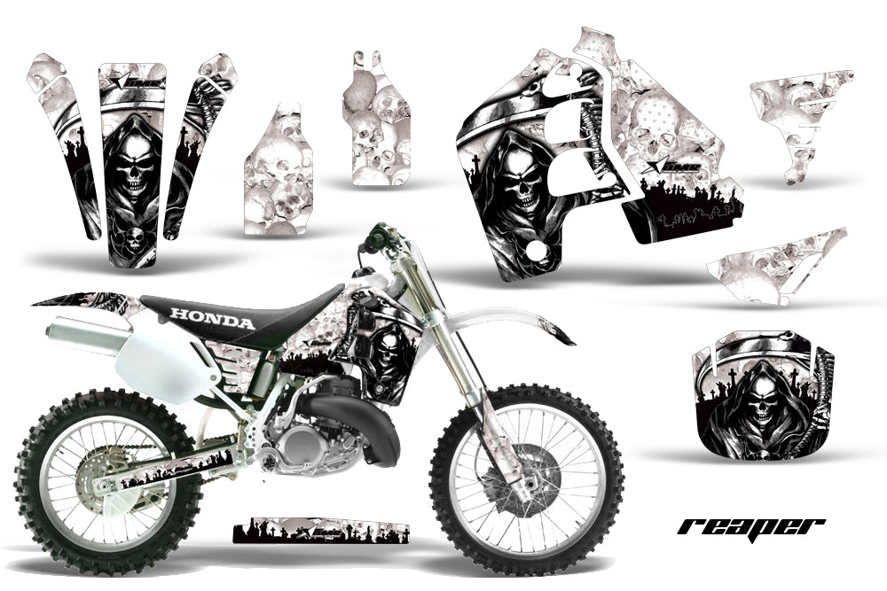 Dirt Bike Graphics Kit MX Decal Wrap For Honda CR500 CR 500 1989-2001 REAPER WHITE-atv motorcycle utv parts accessories gear helmets jackets gloves pantsAll Terrain Depot