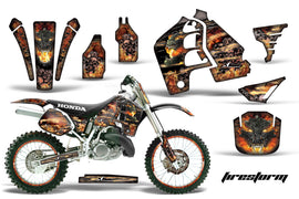 Graphics Kit MX Decal Wrap + # Plates For Honda CR500 CR 500 1989-2001 FIRESTORM BLACK-atv motorcycle utv parts accessories gear helmets jackets gloves pantsAll Terrain Depot