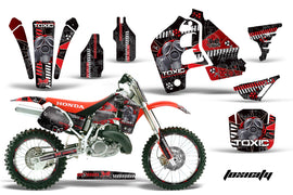 Graphics Kit MX Decal Wrap + # Plates For Honda CR500 CR 500 1989-2001 TOXIC RED BLACK-atv motorcycle utv parts accessories gear helmets jackets gloves pantsAll Terrain Depot