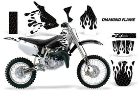 Dirt Bike Graphics Kit MX Decal Wrap For Honda CR80 CR 80 1996-2002 DIAMOND FLAMES WHITE BLACK-atv motorcycle utv parts accessories gear helmets jackets gloves pantsAll Terrain Depot