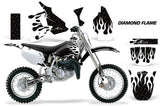 Dirt Bike Graphics Kit MX Decal Wrap For Honda CR80 CR 80 1996-2002 DIAMOND FLAMES WHITE BLACK