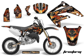 Dirt Bike Graphics Kit MX Decal Wrap For Honda CR85 CR 85 2003-2007 FIRESTORM BLACK-atv motorcycle utv parts accessories gear helmets jackets gloves pantsAll Terrain Depot