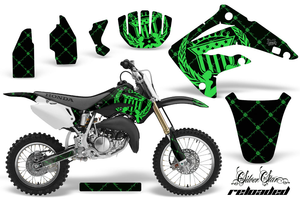 Dirt Bike Graphics Kit MX Decal Wrap For Honda CR85 CR 85 2003-2007 RELOADED GREEN BLACK-atv motorcycle utv parts accessories gear helmets jackets gloves pantsAll Terrain Depot