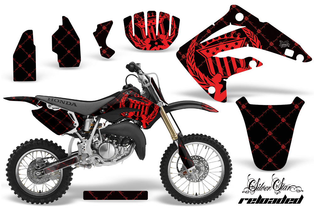 Graphics Kit MX Decal Wrap + # Plates For Honda CR85 CR 85 2003-2007 RELOADED RED BLACK-atv motorcycle utv parts accessories gear helmets jackets gloves pantsAll Terrain Depot