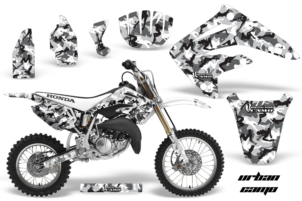 Graphics Kit MX Decal Wrap + # Plates For Honda CR85 CR 85 2003-2007 URBAN CAMO WHITE-atv motorcycle utv parts accessories gear helmets jackets gloves pantsAll Terrain Depot