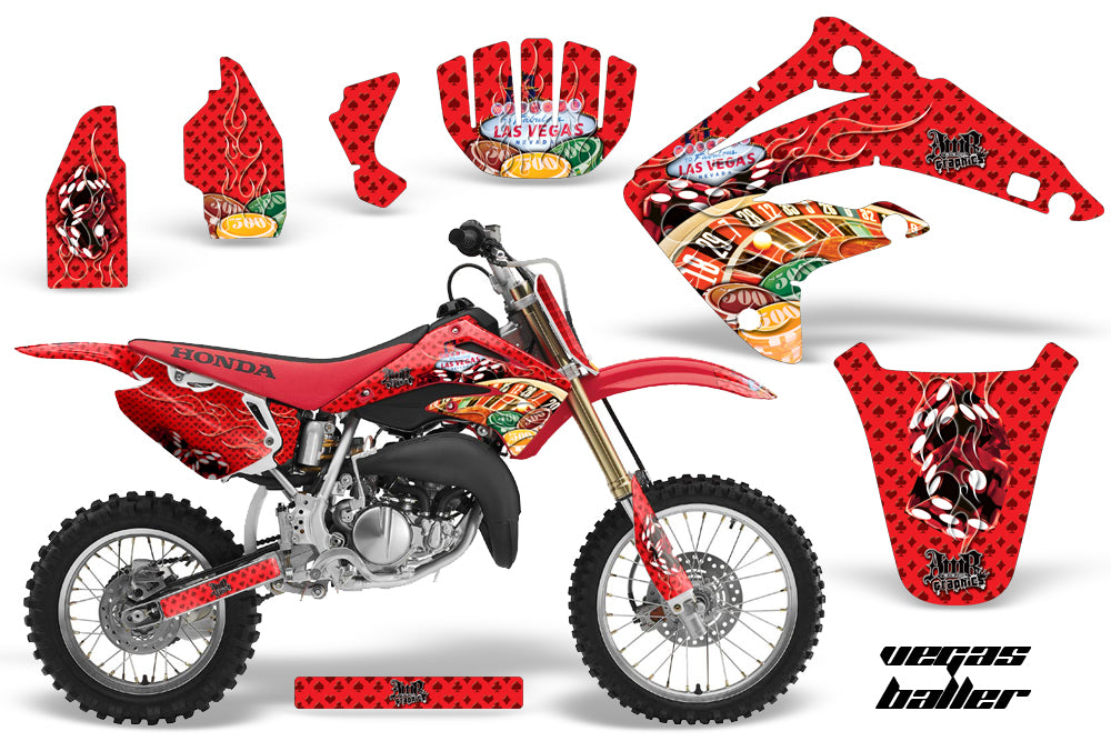 Graphics Kit MX Decal Wrap + # Plates For Honda CR85 CR 85 2003-2007 VEGAS RED-atv motorcycle utv parts accessories gear helmets jackets gloves pantsAll Terrain Depot