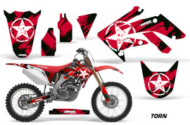 Dirt Bike Graphics Kit Decal Sticker Wrap For Honda CRF250R 2004-2009 TORN RED-atv motorcycle utv parts accessories gear helmets jackets gloves pantsAll Terrain Depot
