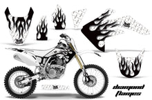 Load image into Gallery viewer, Dirt Bike Graphics Kit Decal Sticker Wrap For Honda CRF150R 2007-2016 DIAMOND FLAMES BLACK WHITE-atv motorcycle utv parts accessories gear helmets jackets gloves pantsAll Terrain Depot