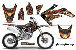 Dirt Bike Graphics Kit Decal Sticker Wrap For Honda CRF150R 2007-2016 FIRESTORM BLACK-atv motorcycle utv parts accessories gear helmets jackets gloves pantsAll Terrain Depot