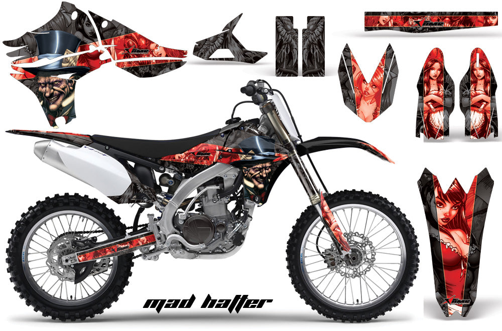 Dirt Bike Graphics Kit Decal Sticker Wrap For Yamaha YZ450F 2010-2013 HATTER RED BLACK-atv motorcycle utv parts accessories gear helmets jackets gloves pantsAll Terrain Depot