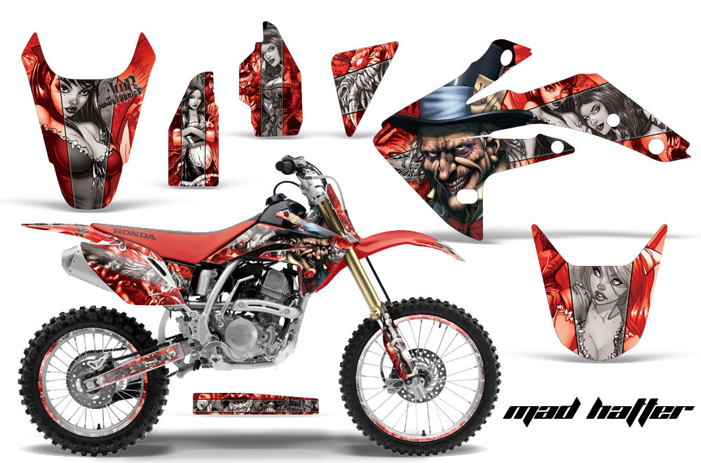 Graphics Kit Decal Sticker Wrap + # Plates For Honda CRF150R 2007-2016 HATTER SILVER RED-atv motorcycle utv parts accessories gear helmets jackets gloves pantsAll Terrain Depot