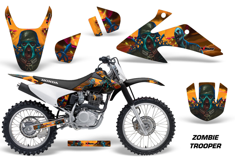 Dirt Bike Graphics Kit Decal Wrap For Honda CRF150 CRF230F 2008-2014 ZOMBIE ORANGE-atv motorcycle utv parts accessories gear helmets jackets gloves pantsAll Terrain Depot