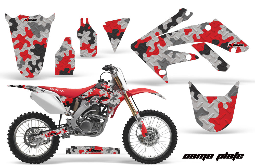 Dirt Bike Graphics Kit Decal Sticker Wrap For Honda CRF250R 2004-2009 CAMOPLATE RED-atv motorcycle utv parts accessories gear helmets jackets gloves pantsAll Terrain Depot