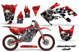 Dirt Bike Graphics Kit Decal Sticker Wrap For Honda CRF250R 2004-2009 CHECKERED SILVER RED-atv motorcycle utv parts accessories gear helmets jackets gloves pantsAll Terrain Depot