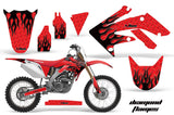 Dirt Bike Graphics Kit Decal Sticker Wrap For Honda CRF250R 2004-2009 DIAMOND FLAMES BLACK RED