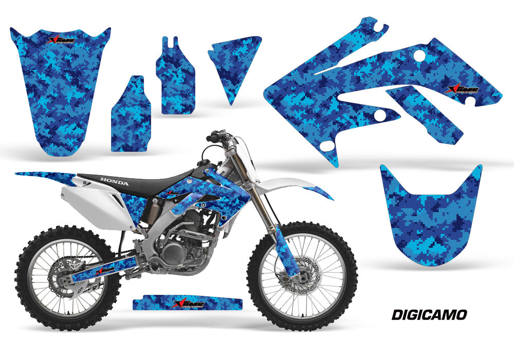 Dirt Bike Graphics Kit Decal Sticker Wrap For Honda CRF250R 2004-2009 DIGICAMO BLUE-atv motorcycle utv parts accessories gear helmets jackets gloves pantsAll Terrain Depot
