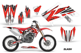 Dirt Bike Graphics Kit Decal Sticker Wrap For Honda CRF250R 2004-2009 SLASH RED WHITE-atv motorcycle utv parts accessories gear helmets jackets gloves pantsAll Terrain Depot