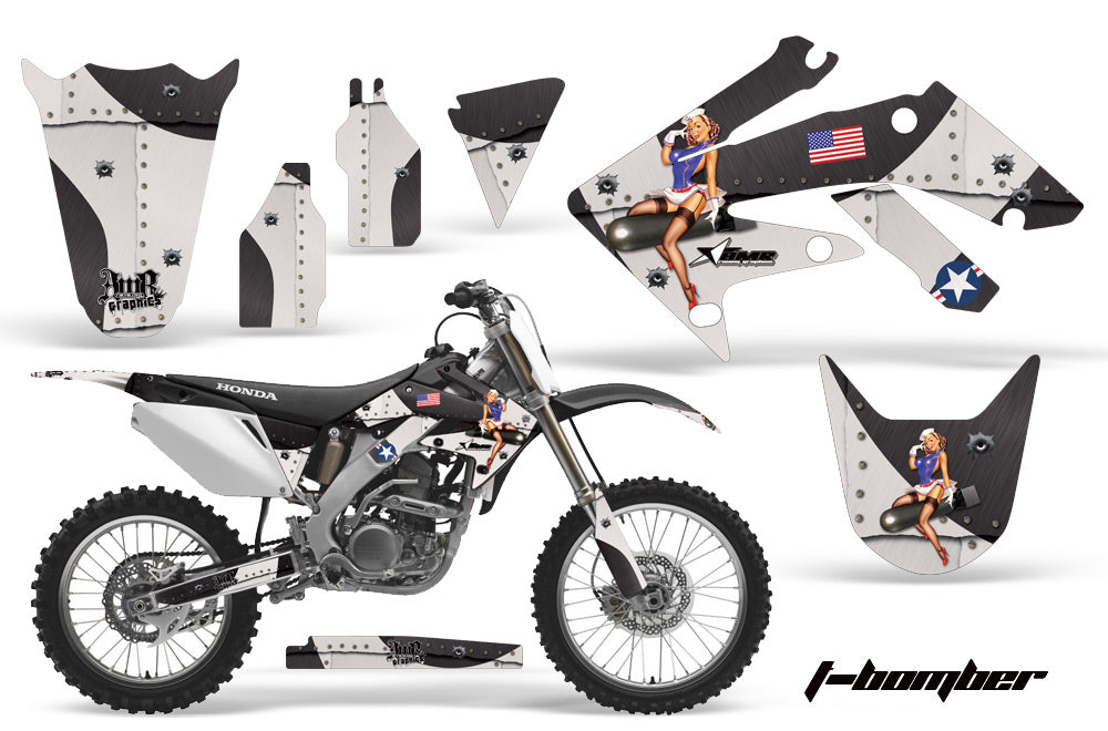 Dirt Bike Graphics Kit Decal Sticker Wrap For Honda CRF250R 2004-2009 TBOMBER BLACK-atv motorcycle utv parts accessories gear helmets jackets gloves pantsAll Terrain Depot