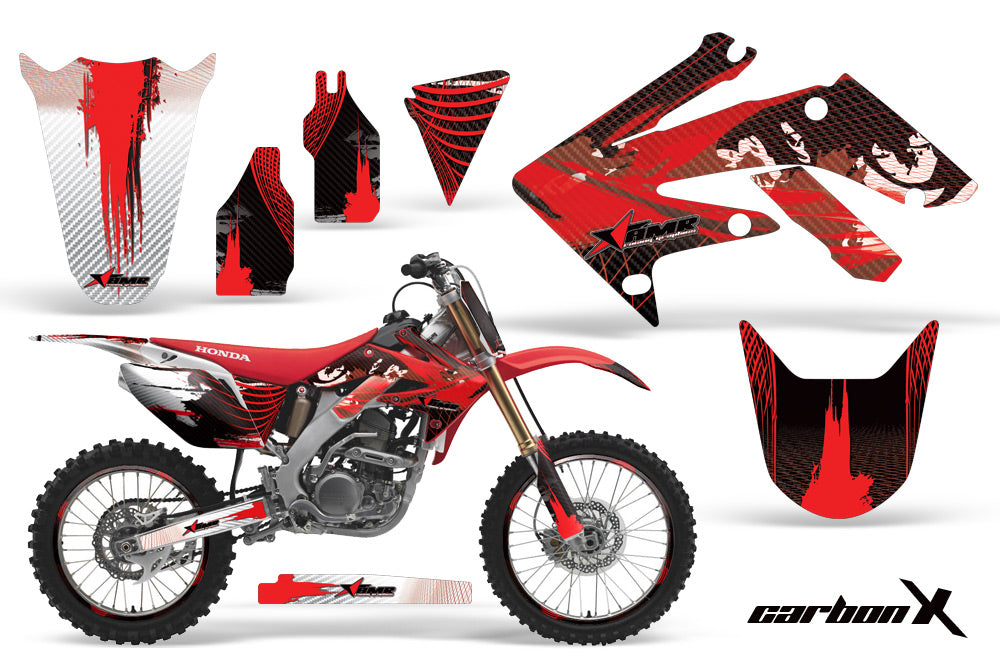 Graphics Kit Decal Sticker Wrap + # Plates For Honda CRF250R 2004-2009 CARBONX RED-atv motorcycle utv parts accessories gear helmets jackets gloves pantsAll Terrain Depot