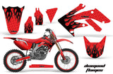 Graphics Kit Decal Sticker Wrap + # Plates For Honda CRF250R 2004-2009 DIAMOND FLAMES BLACK RED