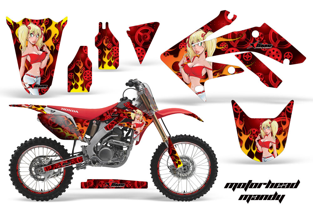 Graphics Kit Decal Sticker Wrap + # Plates For Honda CRF250R 2004-2009 MOTO MANDY RED-atv motorcycle utv parts accessories gear helmets jackets gloves pantsAll Terrain Depot