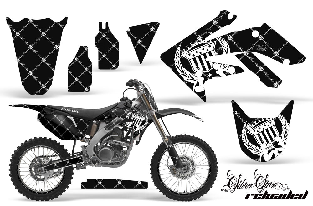 Graphics Kit Decal Sticker Wrap + # Plates For Honda CRF250R 2004-2009 RELOADED WHITE BLACK-atv motorcycle utv parts accessories gear helmets jackets gloves pantsAll Terrain Depot