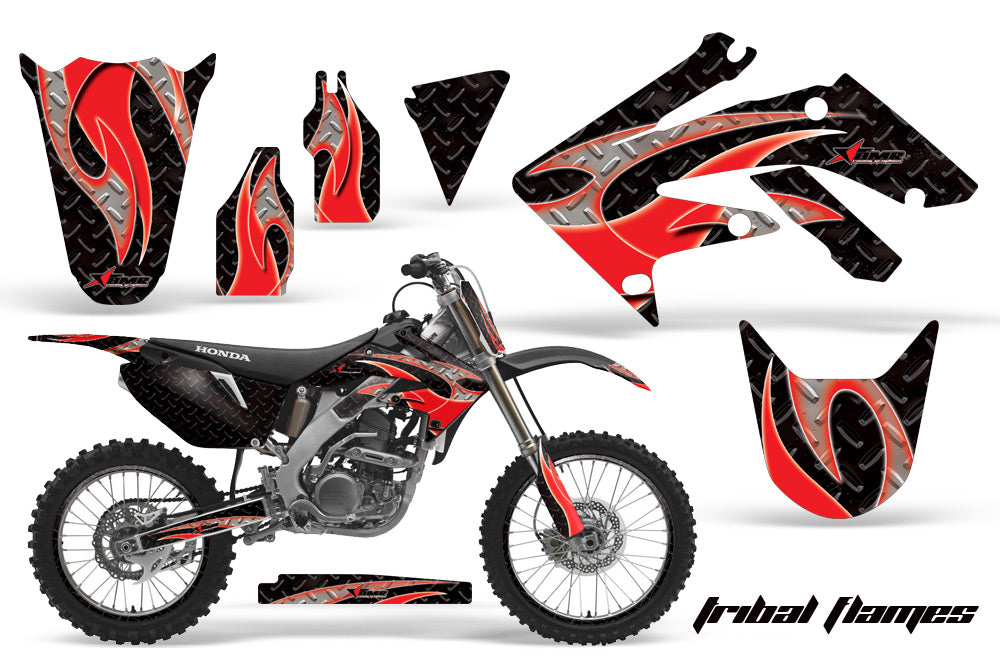 Graphics Kit Decal Sticker Wrap + # Plates For Honda CRF250R 2004-2009 TRIBAL RED BLACK-atv motorcycle utv parts accessories gear helmets jackets gloves pantsAll Terrain Depot