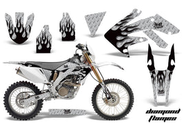 Dirt Bike Decal Graphics Kit MX Sticker Wrap For Honda CRF250X 2004-2017 DIAMOND FLAMES BLACK SILVER-atv motorcycle utv parts accessories gear helmets jackets gloves pantsAll Terrain Depot