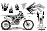Dirt Bike Decal Graphics Kit MX Sticker Wrap For Honda CRF250X 2004-2017 DIAMOND FLAMES BLACK SILVER