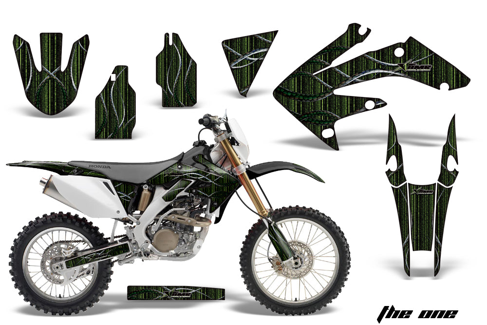 Dirt Bike Decal Graphics Kit MX Sticker Wrap For Honda CRF250X 2004-2017 THE ONE GREEN-atv motorcycle utv parts accessories gear helmets jackets gloves pantsAll Terrain Depot