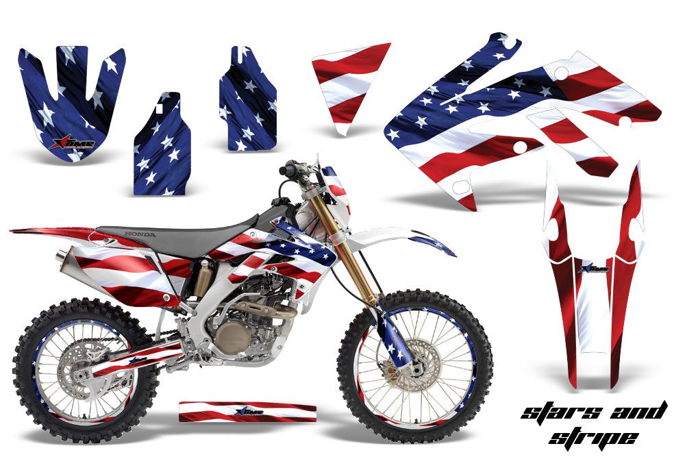Graphics Kit Decal Sticker Wrap + # Plates For Honda CRF250X 2004-2017 USA FLAG-atv motorcycle utv parts accessories gear helmets jackets gloves pantsAll Terrain Depot