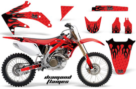 Dirt Bike Graphics Kit Decal Sticker Wrap For Honda CRF450R 2005-2008 DIAMOND FLAMES RED BLACK-atv motorcycle utv parts accessories gear helmets jackets gloves pantsAll Terrain Depot