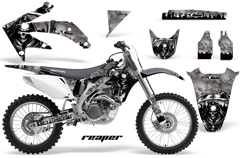 Dirt Bike Graphics Kit Decal Sticker Wrap For Honda CRF450R 2005-2008 REAPER SILVER-atv motorcycle utv parts accessories gear helmets jackets gloves pantsAll Terrain Depot
