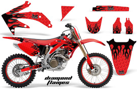Graphics Kit Decal Sticker Wrap + # Plates For Honda CRF450R 2005-2008 DIAMOND FLAMES RED BLACK-atv motorcycle utv parts accessories gear helmets jackets gloves pantsAll Terrain Depot
