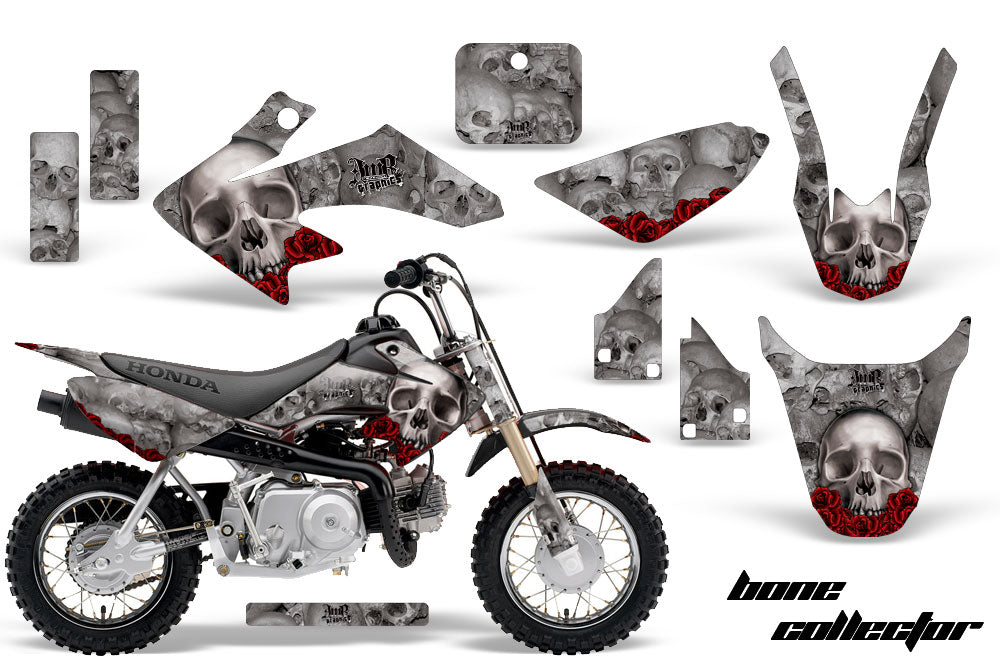 Dirt Bike Graphics Kit Decal Wrap For Honda CRF50 CRF 50 2004-2013 BONES SILVER-atv motorcycle utv parts accessories gear helmets jackets gloves pantsAll Terrain Depot