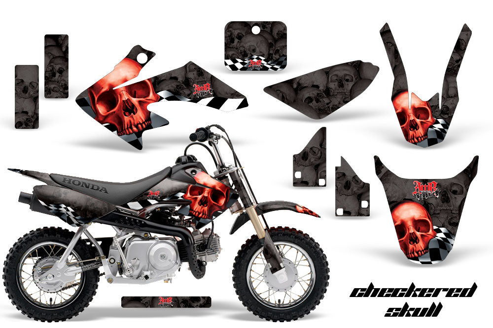 Dirt Bike Graphics Kit Decal Wrap For Honda CRF50 CRF 50 2014-2018 CHECKERED RED BLACK-atv motorcycle utv parts accessories gear helmets jackets gloves pantsAll Terrain Depot