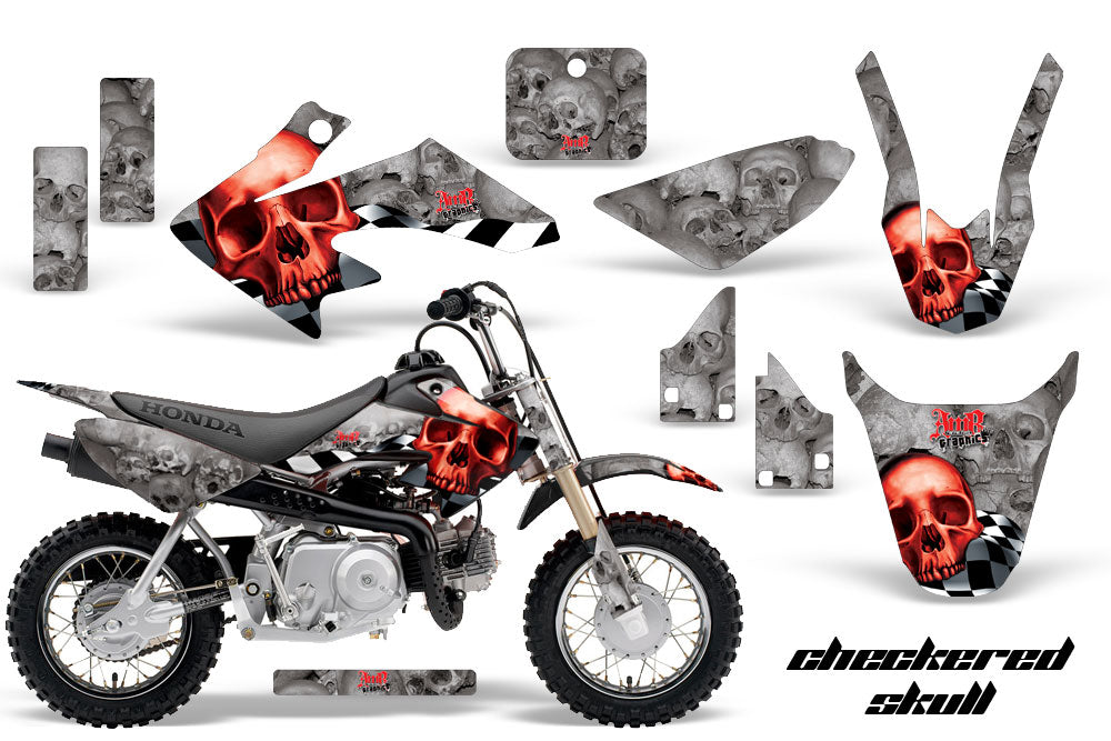 Dirt Bike Graphics Kit Decal Wrap For Honda CRF50 CRF 50 2014-2018 CHECKERED RED SILVER-atv motorcycle utv parts accessories gear helmets jackets gloves pantsAll Terrain Depot