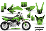 Dirt Bike Graphics Kit Decal Wrap For Honda CRF50 CRF 50 2014-2018 DIAMOND FLAMES BLACK GREEN