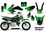Dirt Bike Graphics Kit Decal Wrap For Honda CRF50 CRF 50 2014-2018 DIAMOND FLAMES GREEN BLACK