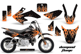 Dirt Bike Graphics Kit Decal Wrap For Honda CRF50 CRF 50 2004-2013 DIAMOND FLAMES ORANGE BLACK-atv motorcycle utv parts accessories gear helmets jackets gloves pantsAll Terrain Depot
