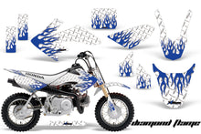 Load image into Gallery viewer, Dirt Bike Graphics Kit Decal Wrap For Honda CRF50 CRF 50 2004-2013 DIAMOND FLAMES BLUE WHITE-atv motorcycle utv parts accessories gear helmets jackets gloves pantsAll Terrain Depot