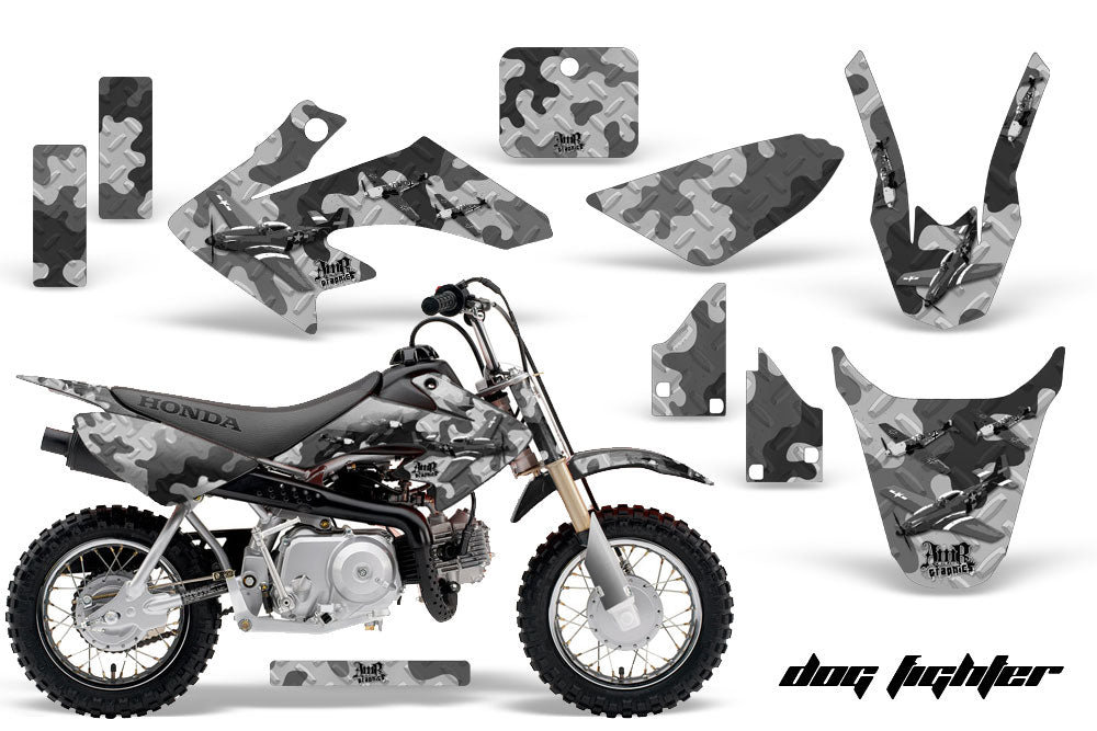 Dirt Bike Graphics Kit Decal Wrap For Honda CRF50 CRF 50 2004-2013 DOG FIGHT BLACK-atv motorcycle utv parts accessories gear helmets jackets gloves pantsAll Terrain Depot